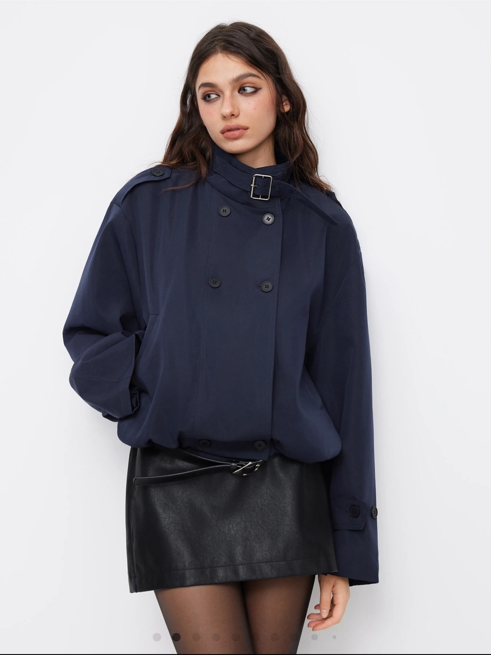 Cider HIGH NECK DOUBLE BREASTED BELTED OVERSIZED COAT
